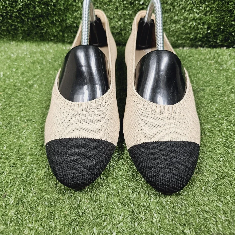 Vivaia Aria Ballet Almond Black Comfort Ballet Flats Womens 36.5 US Size 6